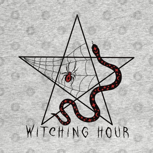 The Witching Hour Pentagram with Snake and Spider by MadelaneWolf 